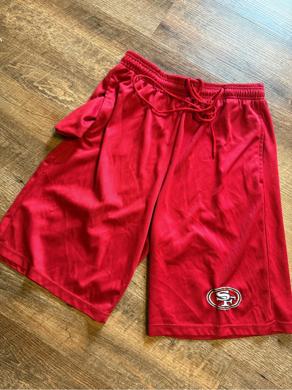 NFL Red Men's Athletic Shorts with Drawstring and Team Patch